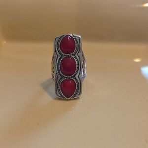 Silpada Silver Ring with Bold Red Stones